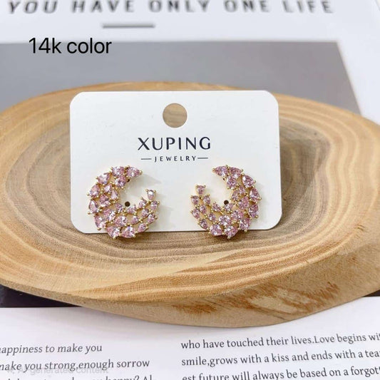 Aretes Luna Rosada xp 14k