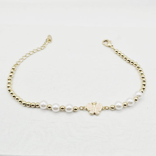 Pulsera Mariposa y Perlas