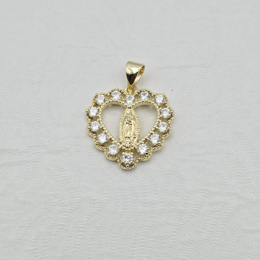Dije Corazón Virgen Guadalupe Mediano