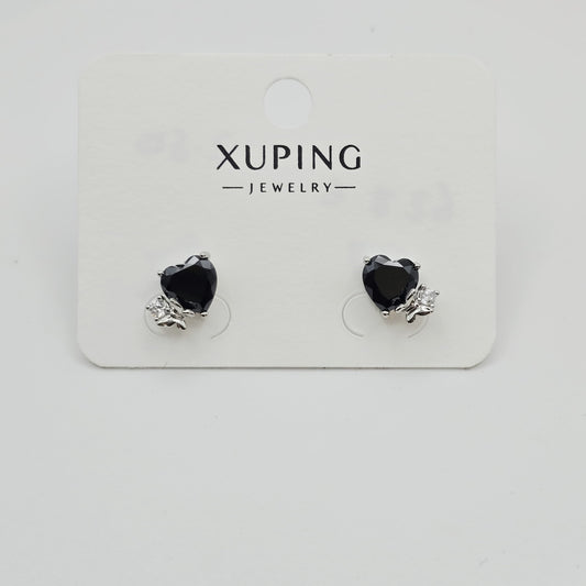 Aretes Corazón Oscuros Plateados xp
