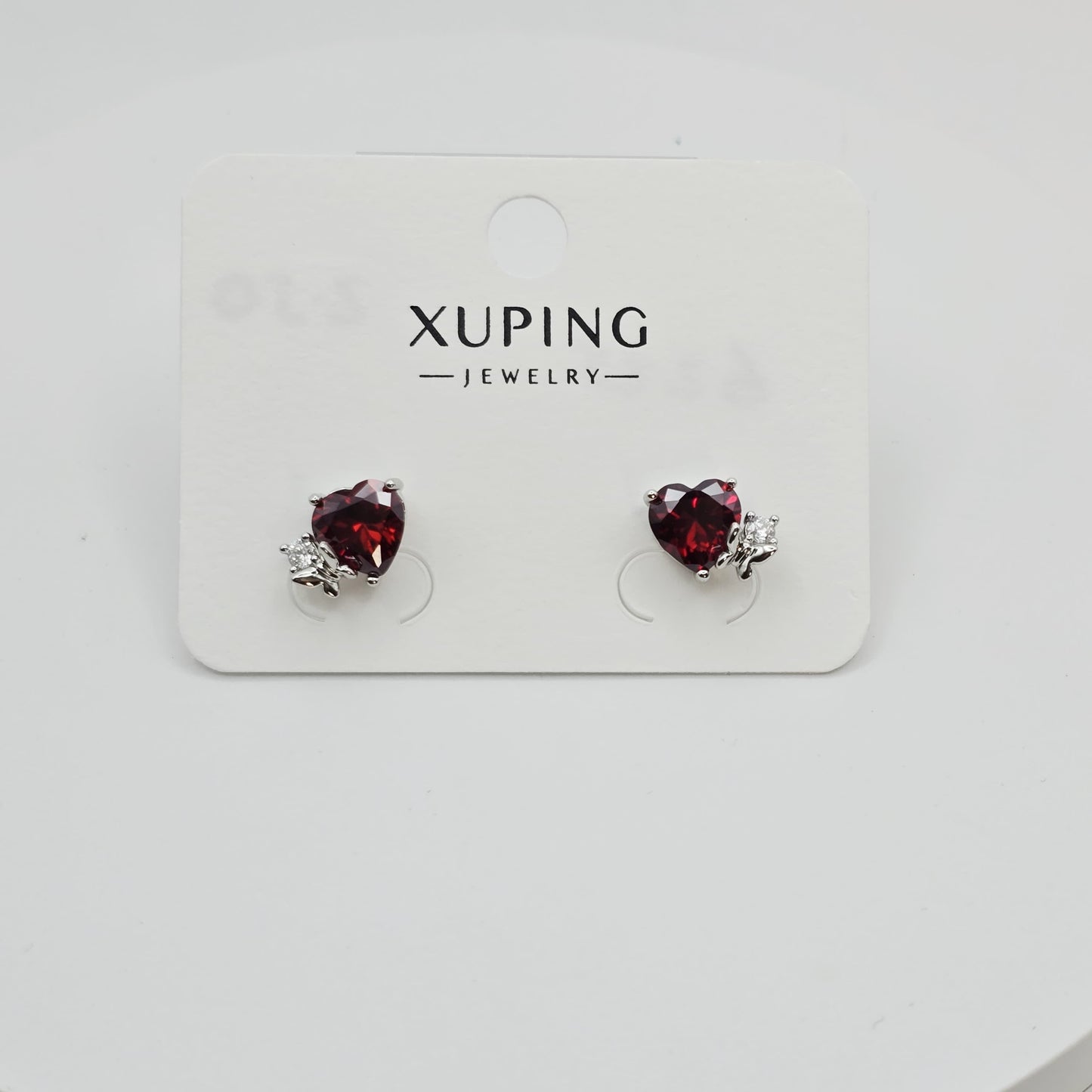 Aretes Corazón Rojos Plateados xp