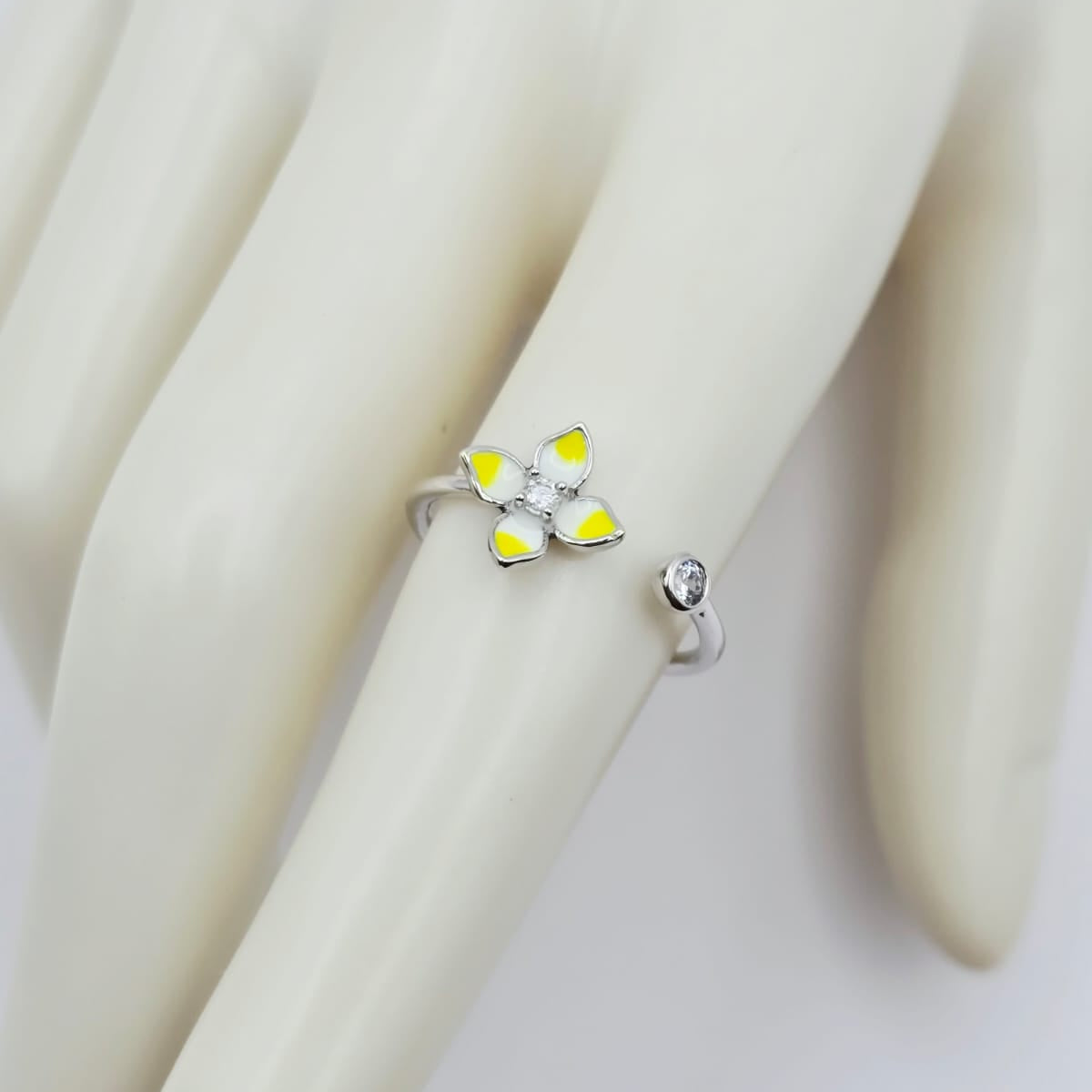 Anillo Flor Ajustable xp Plateado