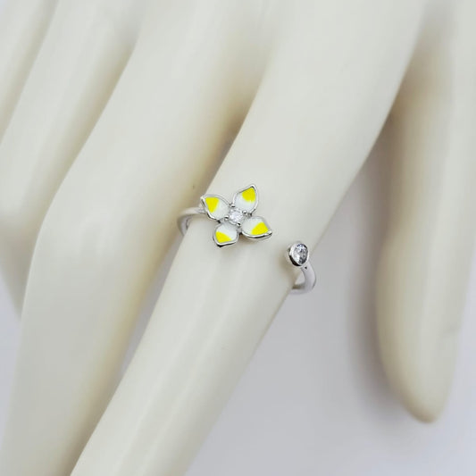 Anillo Flor Ajustable xp Plateado