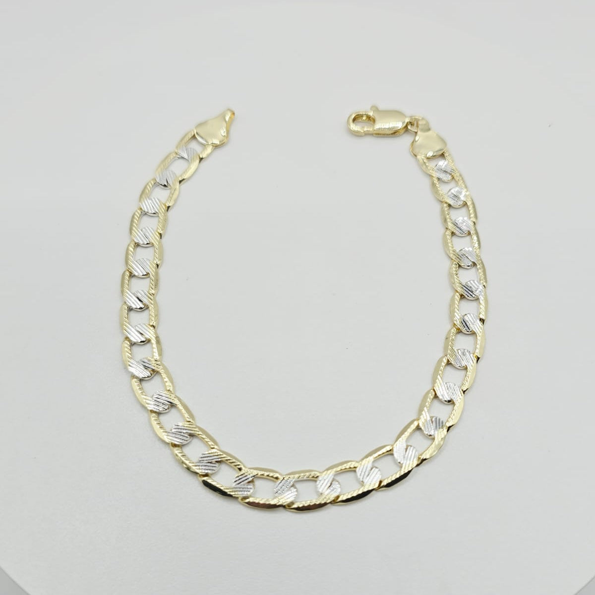 Pulsera Cubana 2 Tonos 7mm 21cm