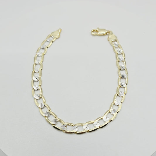 Pulsera Cubana 2 Tonos 7mm 21cm