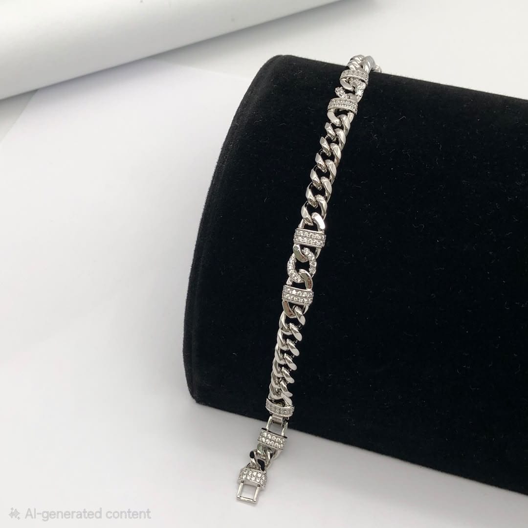 Pulsera Cubana Plateada xp