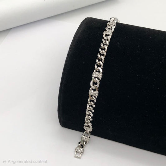 Pulsera Cubana Plateada xp