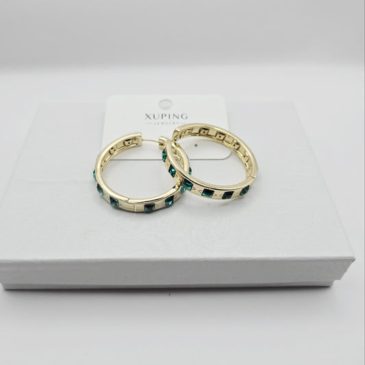 Arracadas Piedra Verde xp 14k