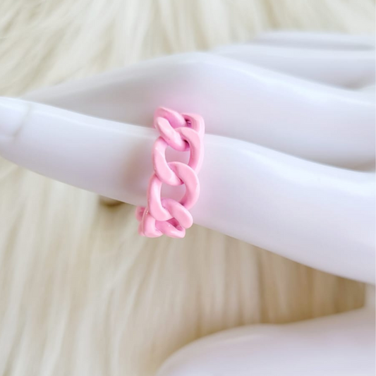 Anillo Ajustable Cadena Rosa