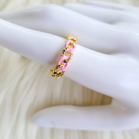 Anillo Ajustable Eslabones con Rosa