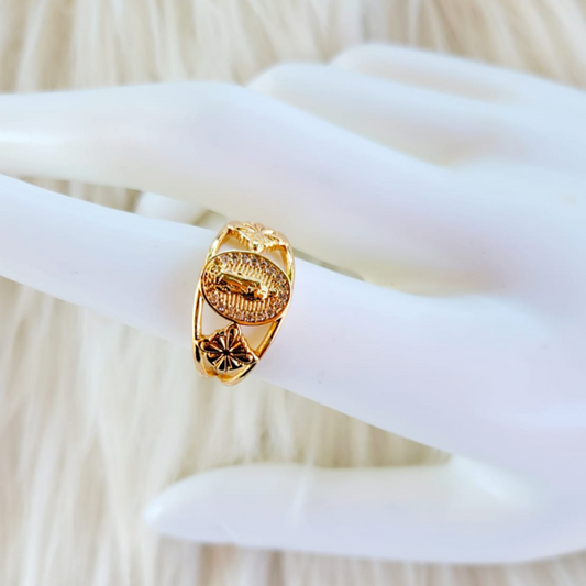 Anillo Ajustable Virgen Dorado