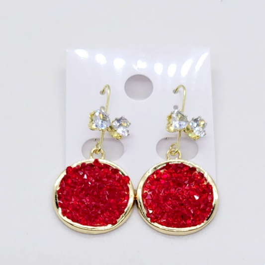 Aretes Círculo de Cristales Rojos