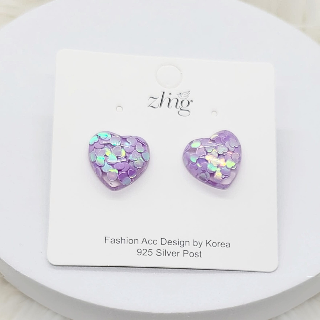 Aretes Corazones Lilas