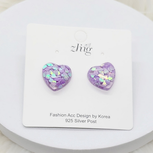 Aretes Corazones Lilas