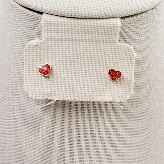 Aretes Corazoncitos Rojos