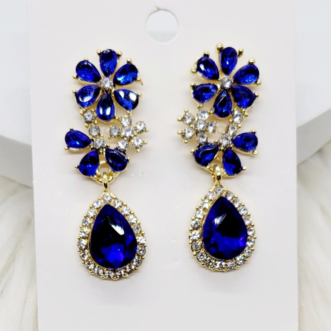 Drop Earrings with Blue Flower