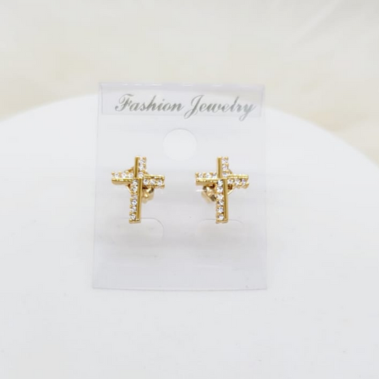 Aretes Cruz con Incrustaciones