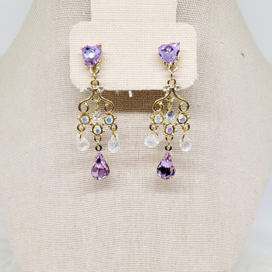 Aretes Largos Dorado y Morado