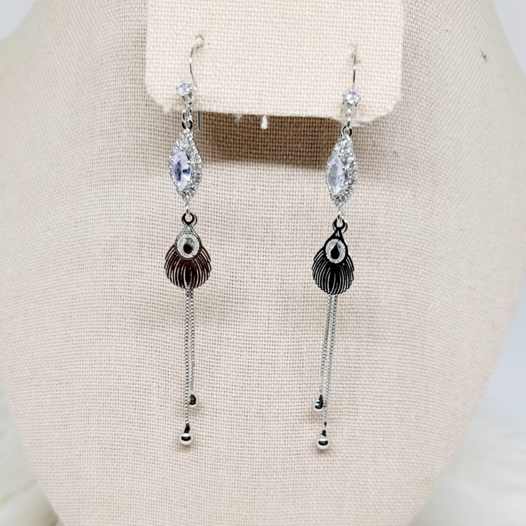 Crystal Rhombus Long Earrings