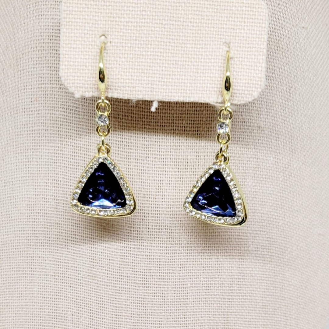 Black Triangle Gems Earrings