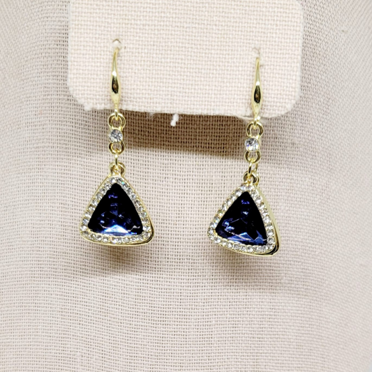 Aretes Gemas Triángulo Negro