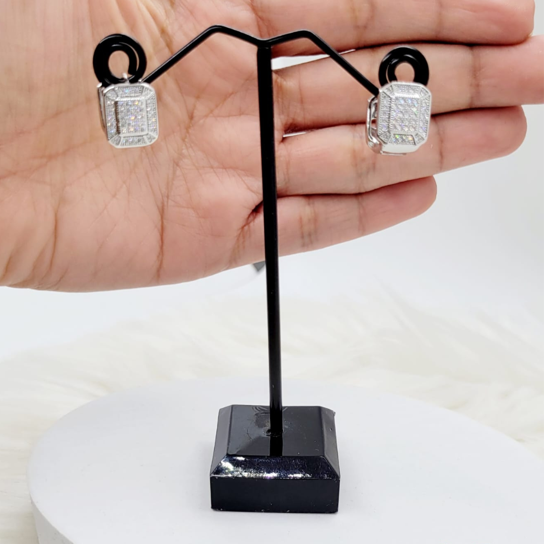 Aretes Cuadro con Incrustaciones