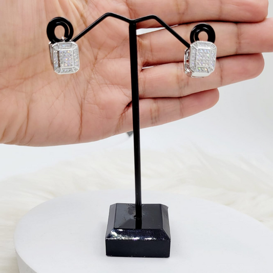 Aretes Cuadro con Incrustaciones