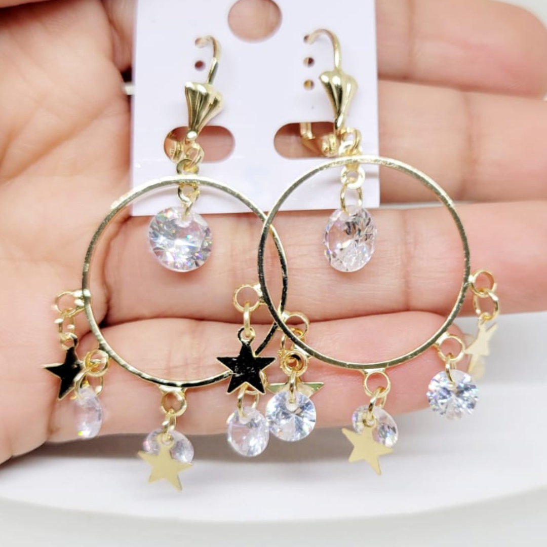 Aretes Estrella y Piedra Clear