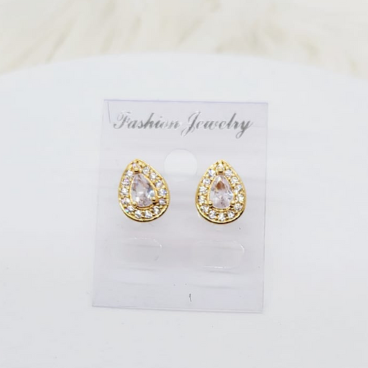 Aretes Gema Blanca con Incristaciones 2