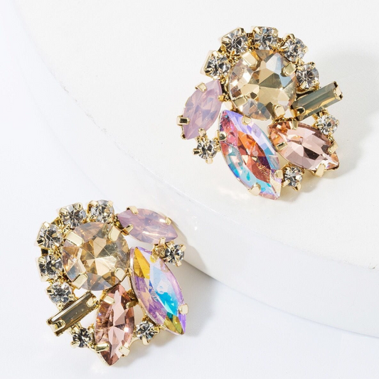 Aretes Medio Corazón Brillantes