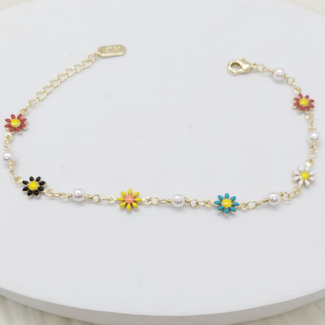 Pulsera Flor Multicolor Perla