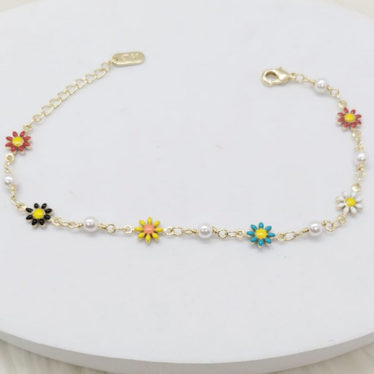 Pulsera Flor Multicolor Perla