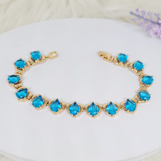 Pulsera Corazones Gema Azul