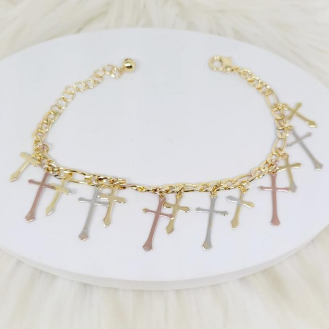 Pulsera Cruces 3 Oros