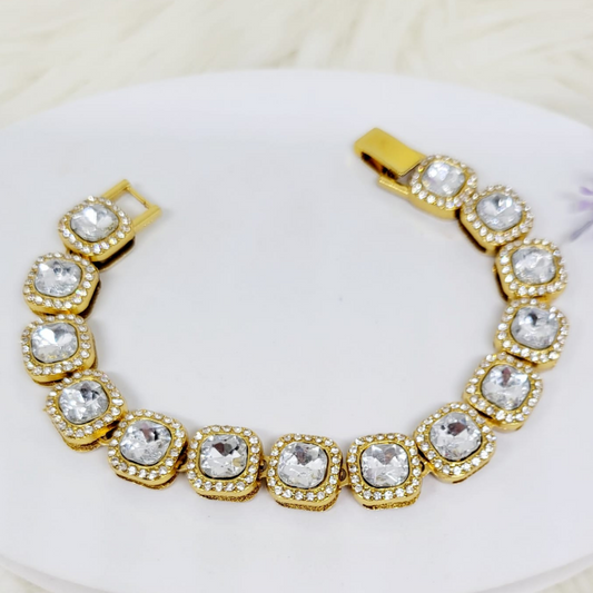 Pulsera Gemas Brillantes Dorada