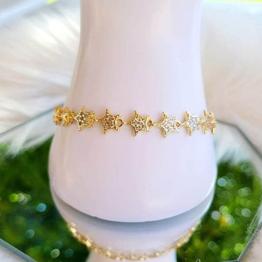 Pulsera Estrellas Diamantada Blanca